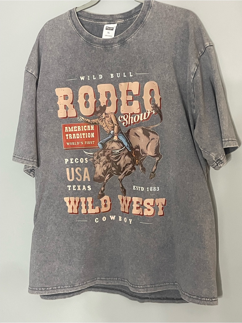 SHEIN Gray Rodeo Wild West Graphic Tee